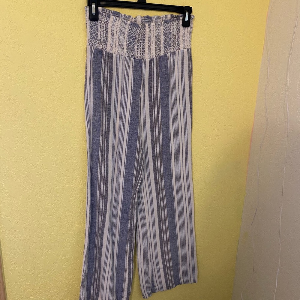 blue stripe boho pants